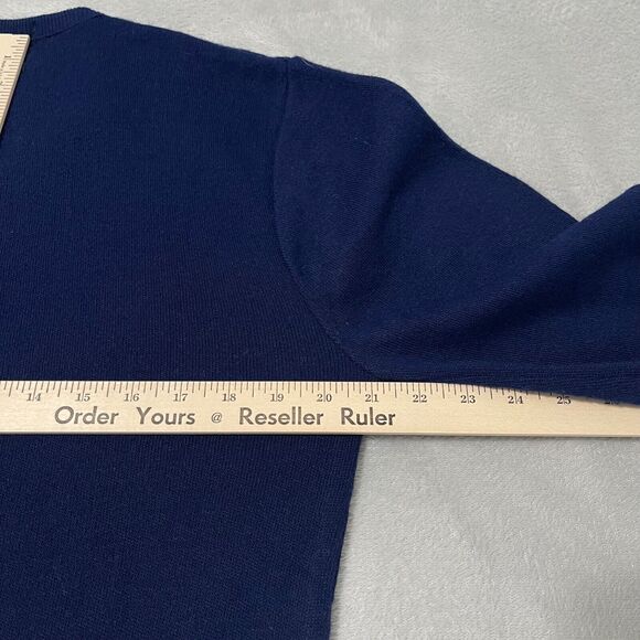 VTG Continental Sweater Mens Large Navy Blue VNeck Pullover Preppy Made In USA - Picture 8 of 8